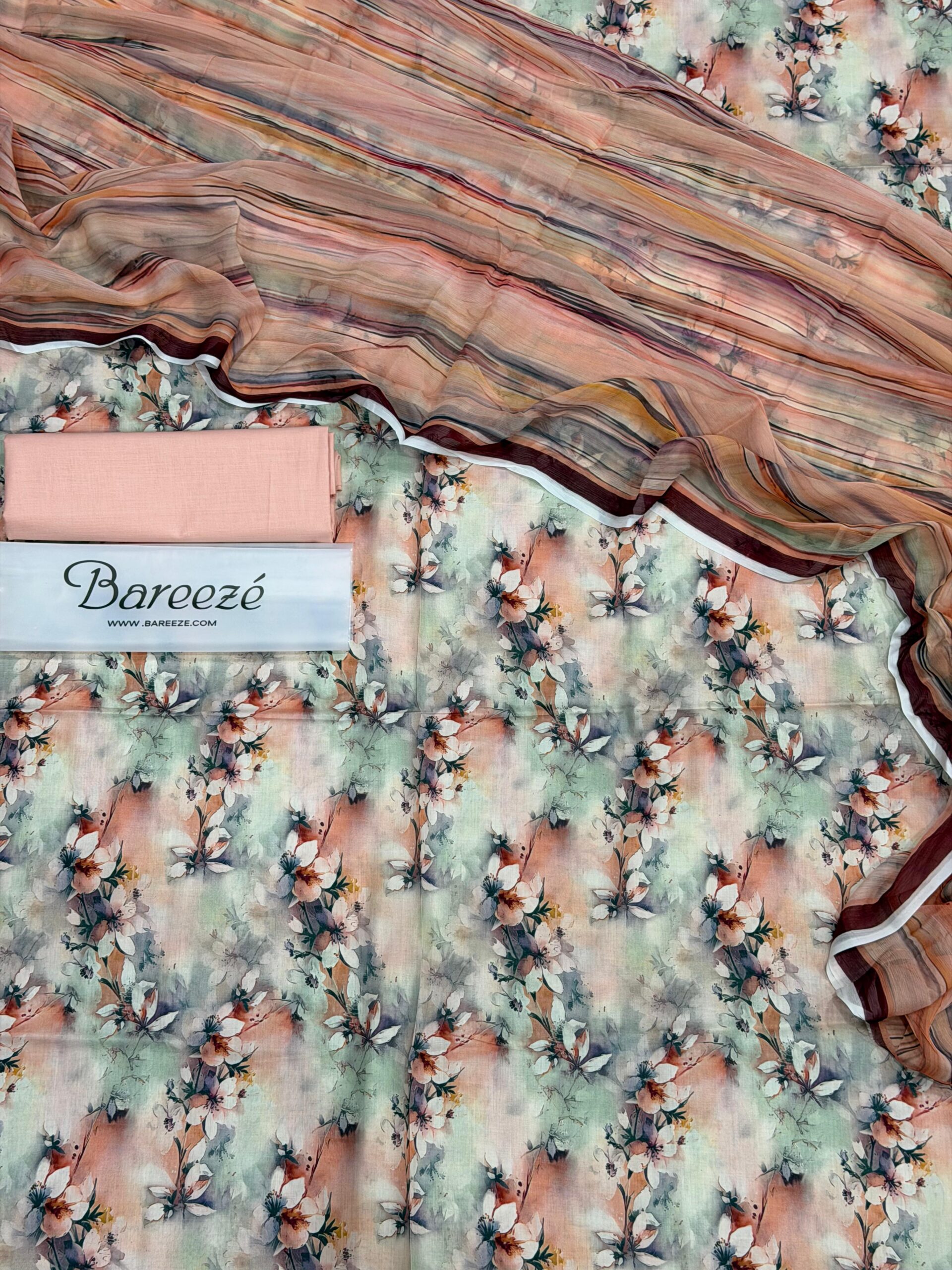 bareeze 3pc printed lawn