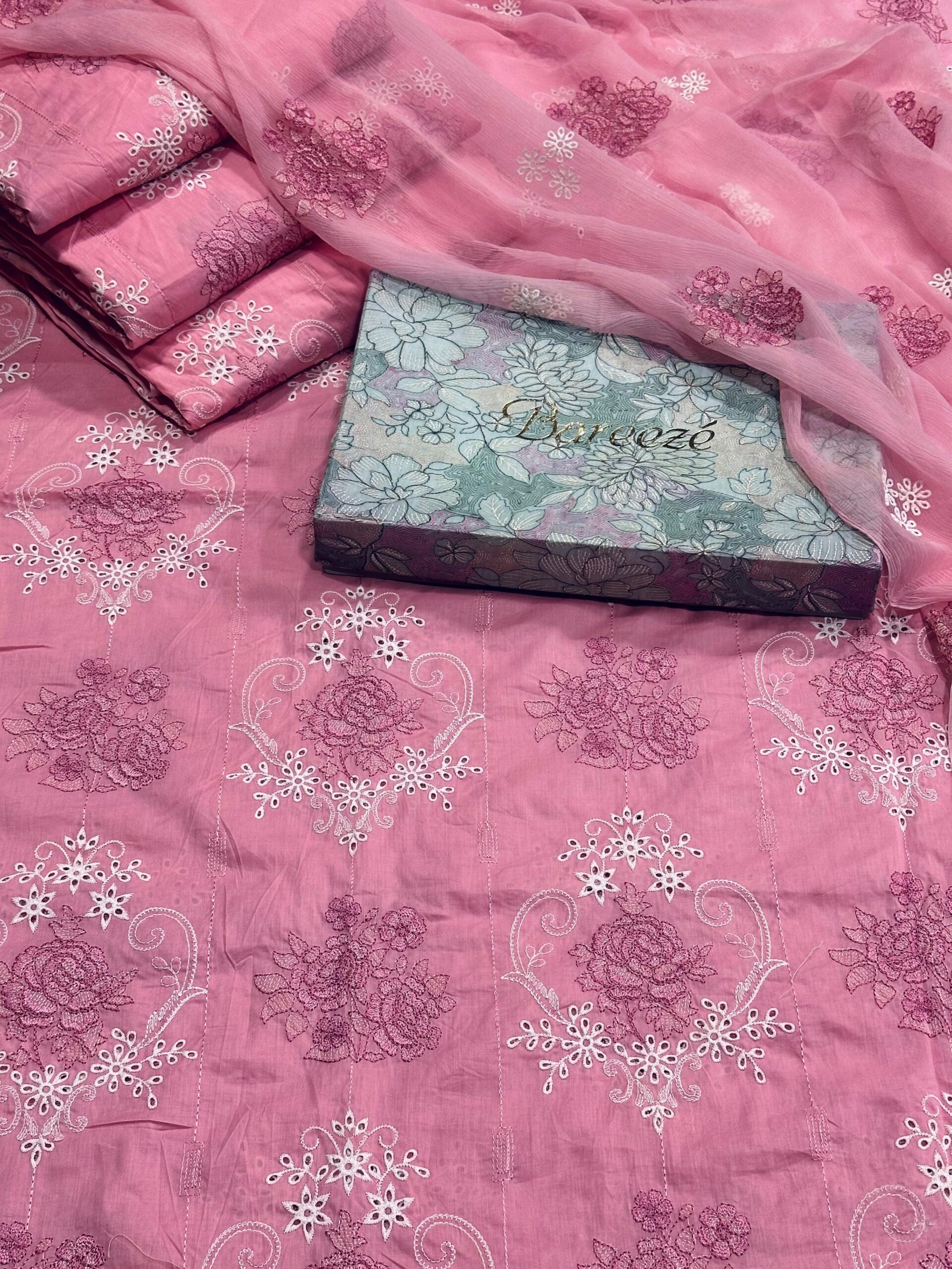 Bareeze 3pc chikenkari lawn